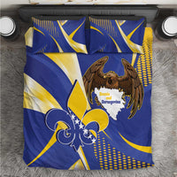 Bosnia and Herzegovina Independence Day Bedding Set Zlatni Ljiljan Map With Eagle Proud