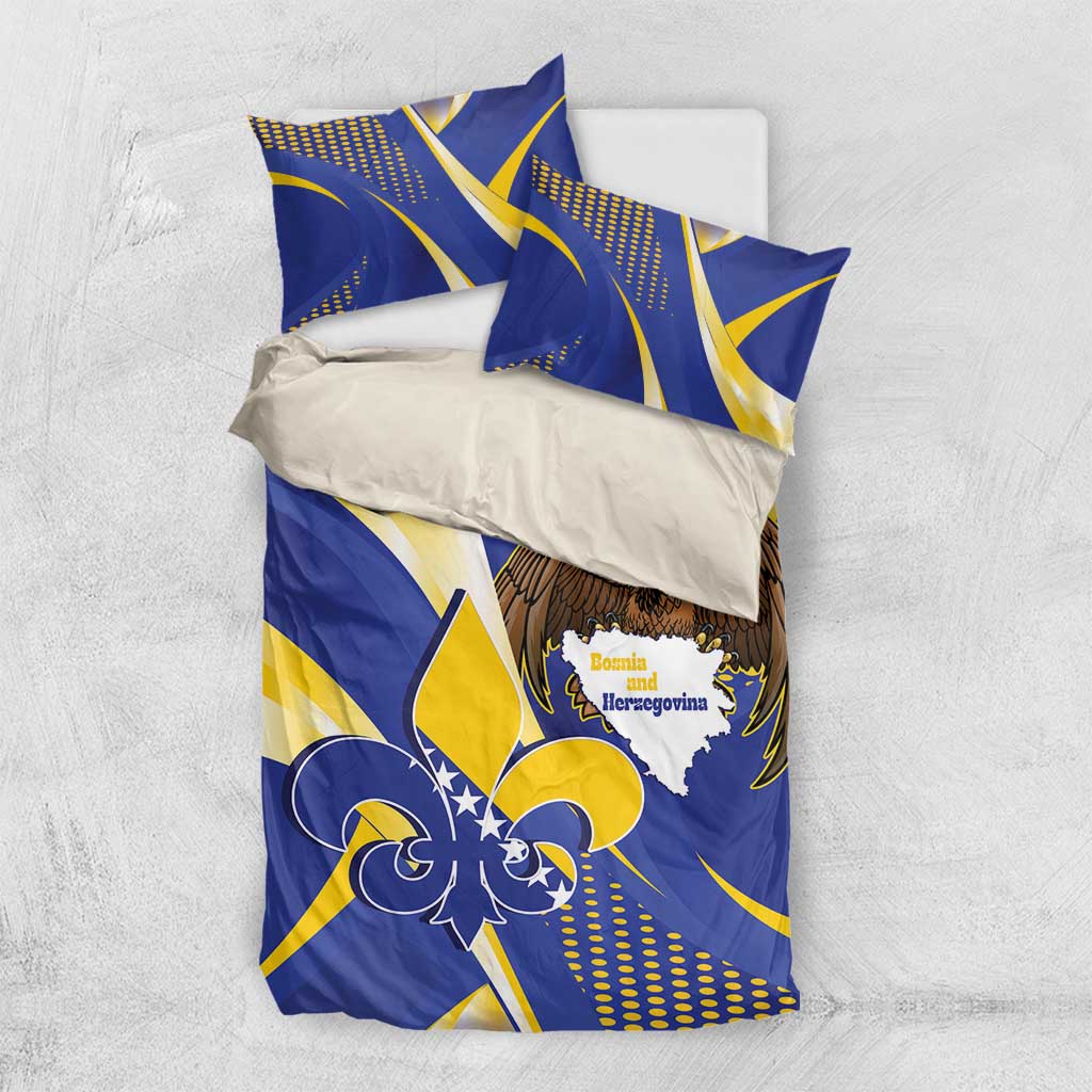 Bosnia and Herzegovina Independence Day Bedding Set Zlatni Ljiljan Map With Eagle Proud