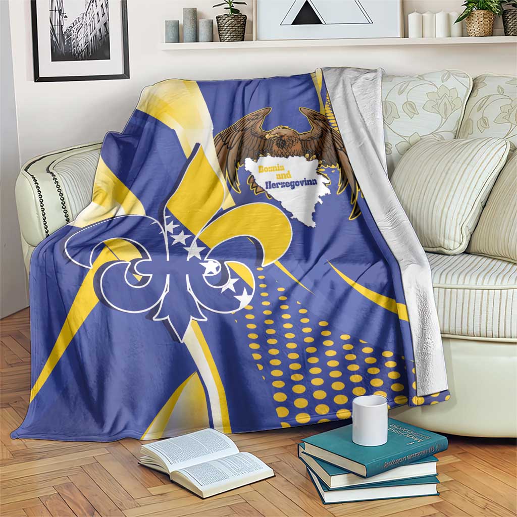 Bosnia and Herzegovina Independence Day Blanket Zlatni Ljiljan Map With Eagle Proud