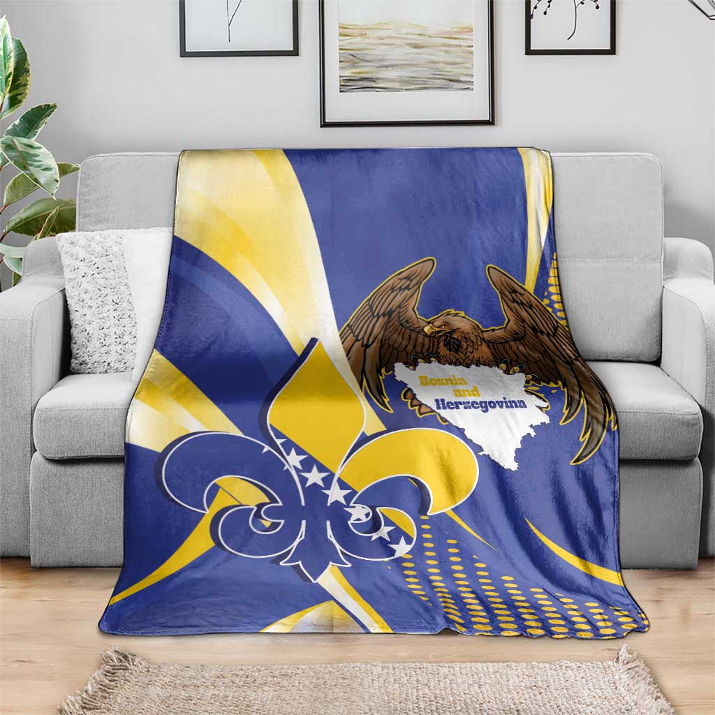 Bosnia and Herzegovina Independence Day Blanket Zlatni Ljiljan Map With Eagle Proud