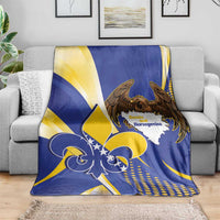 Bosnia and Herzegovina Independence Day Blanket Zlatni Ljiljan Map With Eagle Proud