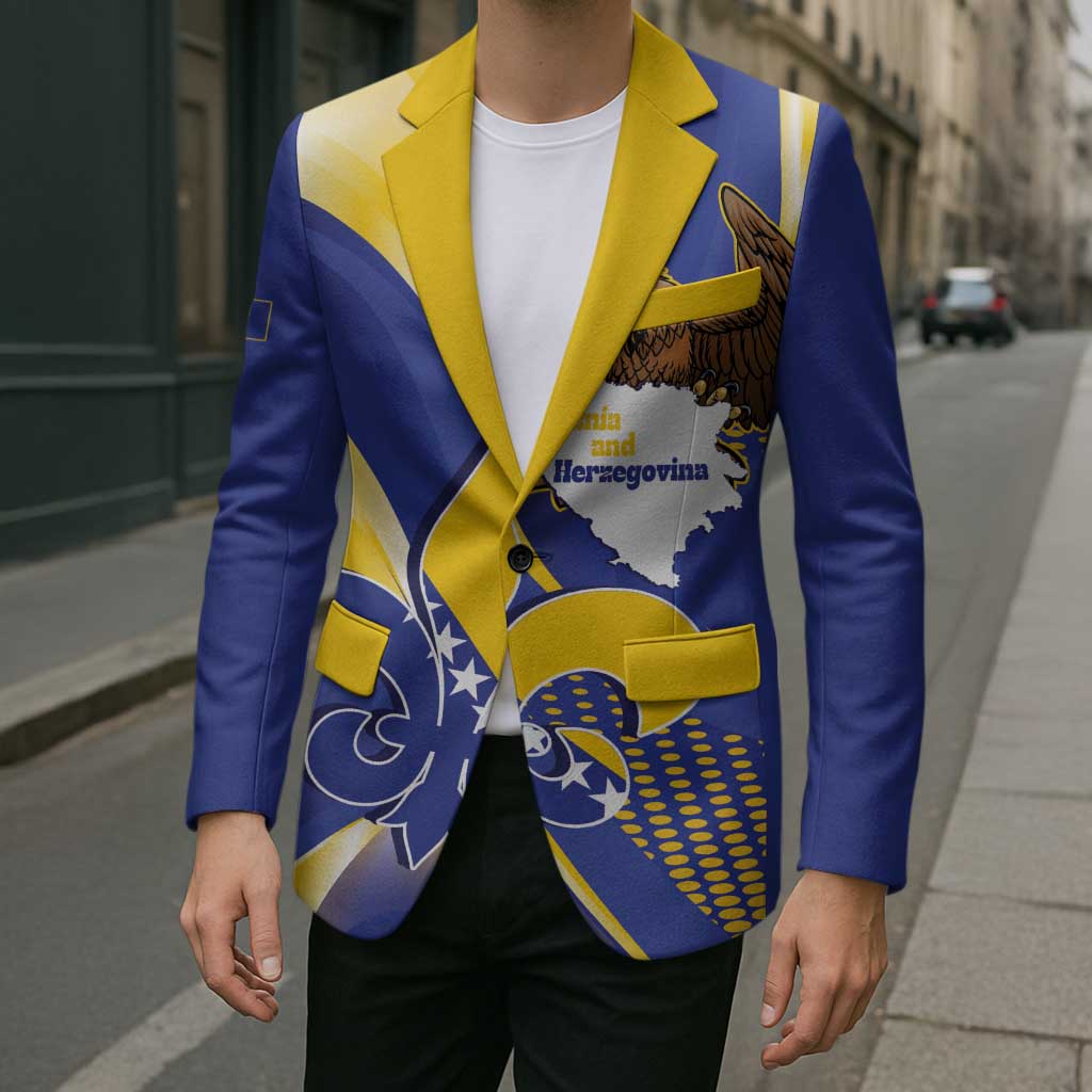 Bosnia and Herzegovina Independence Day Blazer Zlatni Ljiljan Map With Eagle Proud