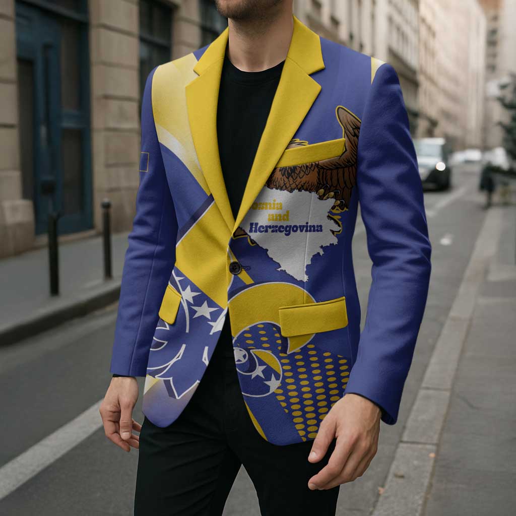 Bosnia and Herzegovina Independence Day Blazer Zlatni Ljiljan Map With Eagle Proud