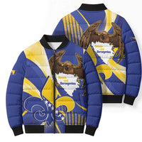 Bosnia and Herzegovina Independence Day Bomber Puffer Jacket Zlatni Ljiljan Map With Eagle Proud
