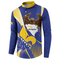 Bosnia and Herzegovina Independence Day Button Sweatshirt Zlatni Ljiljan Map With Eagle Proud