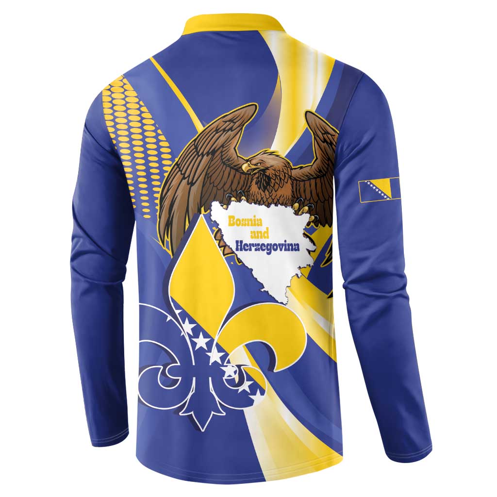 Bosnia and Herzegovina Independence Day Button Sweatshirt Zlatni Ljiljan Map With Eagle Proud