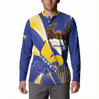 Bosnia and Herzegovina Independence Day Button Sweatshirt Zlatni Ljiljan Map With Eagle Proud