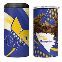 Bosnia and Herzegovina Independence Day 4 in 1 Can Cooler Tumbler Zlatni Ljiljan Map With Eagle Proud