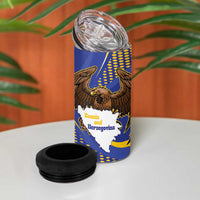 Bosnia and Herzegovina Independence Day 4 in 1 Can Cooler Tumbler Zlatni Ljiljan Map With Eagle Proud