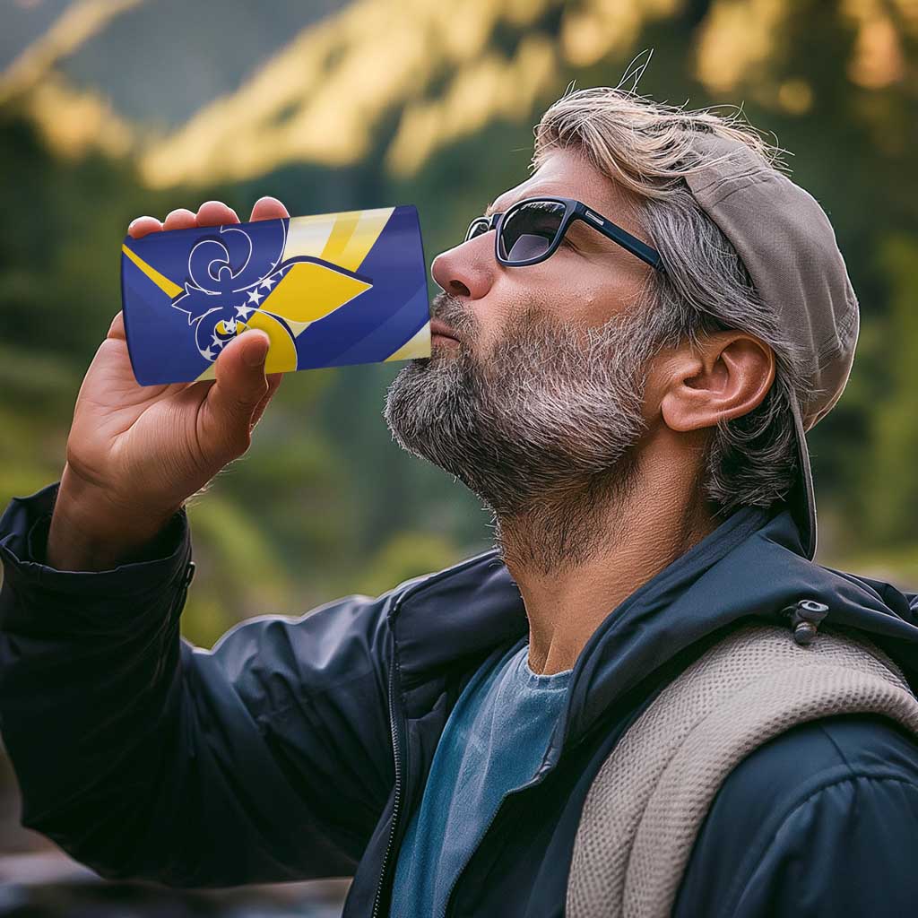 Bosnia and Herzegovina Independence Day 4 in 1 Can Cooler Tumbler Zlatni Ljiljan Map With Eagle Proud