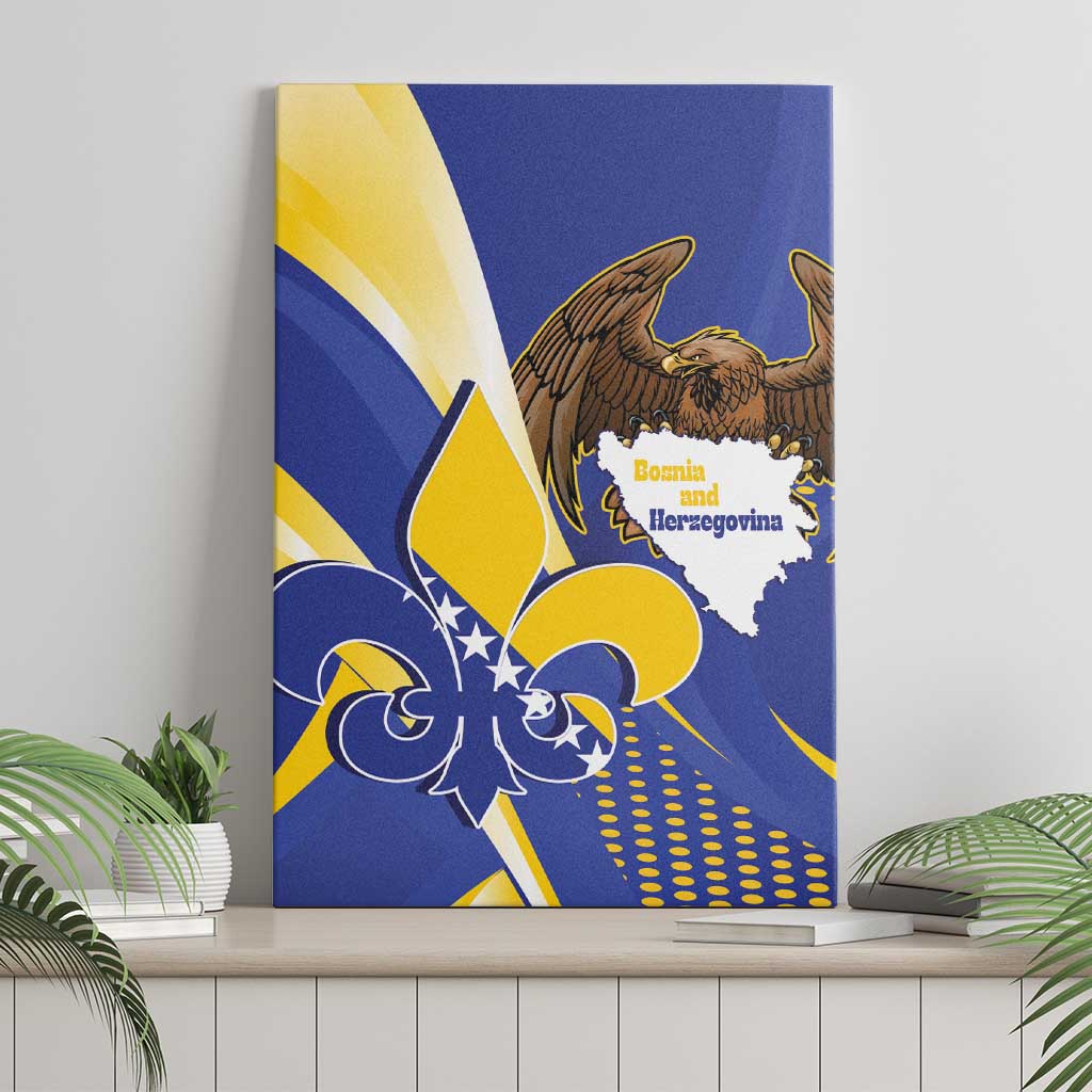 Bosnia and Herzegovina Independence Day Canvas Wall Art Zlatni Ljiljan Map With Eagle Proud