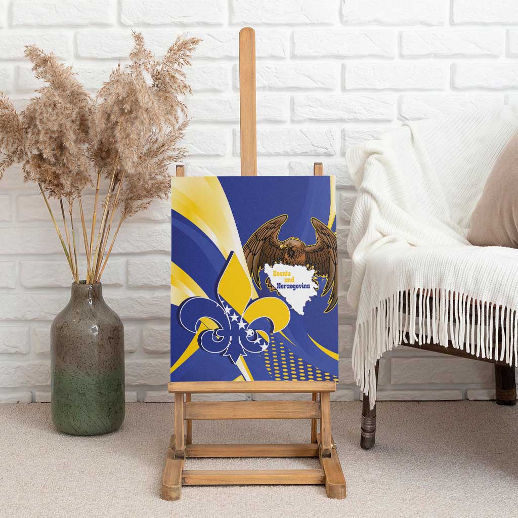 Bosnia and Herzegovina Independence Day Canvas Wall Art Zlatni Ljiljan Map With Eagle Proud