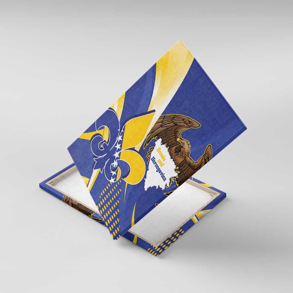Bosnia and Herzegovina Independence Day Canvas Wall Art Zlatni Ljiljan Map With Eagle Proud