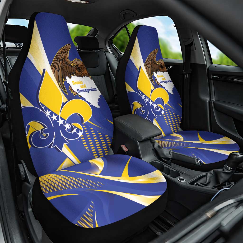 Bosnia and Herzegovina Independence Day Car Seat Cover Zlatni Ljiljan Map With Eagle Proud