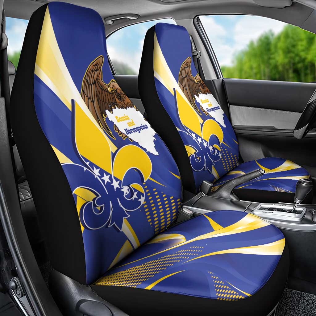 Bosnia and Herzegovina Independence Day Car Seat Cover Zlatni Ljiljan Map With Eagle Proud