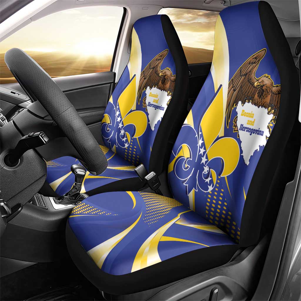 Bosnia and Herzegovina Independence Day Car Seat Cover Zlatni Ljiljan Map With Eagle Proud