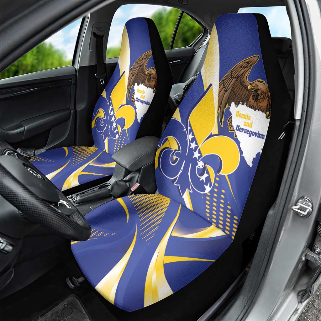 Bosnia and Herzegovina Independence Day Car Seat Cover Zlatni Ljiljan Map With Eagle Proud