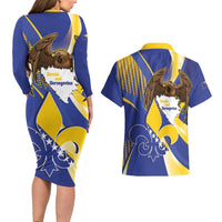 Bosnia and Herzegovina Independence Day Couples Matching Long Sleeve Bodycon Dress and Hawaiian Shirt Zlatni Ljiljan Map With Eagle Proud