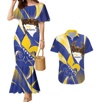 Bosnia and Herzegovina Independence Day Couples Matching Mermaid Dress and Hawaiian Shirt Zlatni Ljiljan Map With Eagle Proud