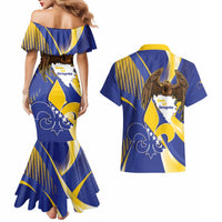 Bosnia and Herzegovina Independence Day Couples Matching Mermaid Dress and Hawaiian Shirt Zlatni Ljiljan Map With Eagle Proud