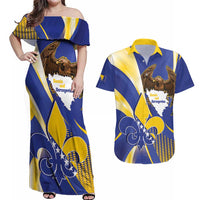 Bosnia and Herzegovina Independence Day Couples Matching Off Shoulder Maxi Dress and Hawaiian Shirt Zlatni Ljiljan Map With Eagle Proud