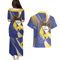 Bosnia and Herzegovina Independence Day Couples Matching Puletasi and Hawaiian Shirt Zlatni Ljiljan Map With Eagle Proud
