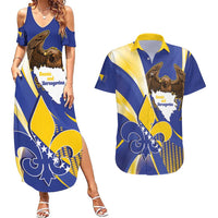 Bosnia and Herzegovina Independence Day Couples Matching Summer Maxi Dress and Hawaiian Shirt Zlatni Ljiljan Map With Eagle Proud