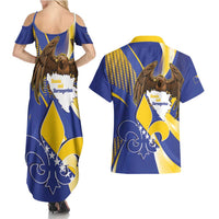 Bosnia and Herzegovina Independence Day Couples Matching Summer Maxi Dress and Hawaiian Shirt Zlatni Ljiljan Map With Eagle Proud