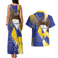 Bosnia and Herzegovina Independence Day Couples Matching Tank Maxi Dress and Hawaiian Shirt Zlatni Ljiljan Map With Eagle Proud