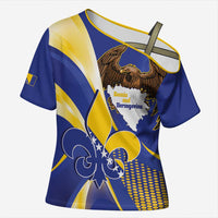 Bosnia and Herzegovina Independence Day Cross Shoulder Shirt Zlatni Ljiljan Map With Eagle Proud