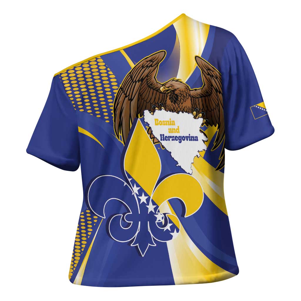 Bosnia and Herzegovina Independence Day Cross Shoulder Shirt Zlatni Ljiljan Map With Eagle Proud