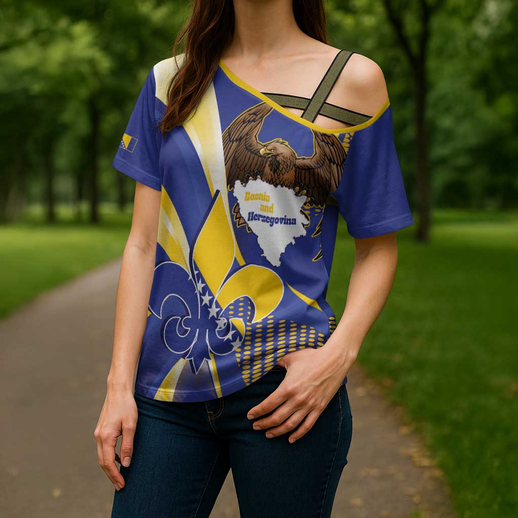 Bosnia and Herzegovina Independence Day Cross Shoulder Shirt Zlatni Ljiljan Map With Eagle Proud