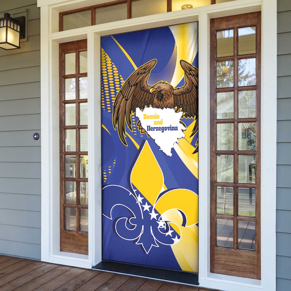 Bosnia and Herzegovina Independence Day Door Cover Zlatni Ljiljan Map With Eagle Proud