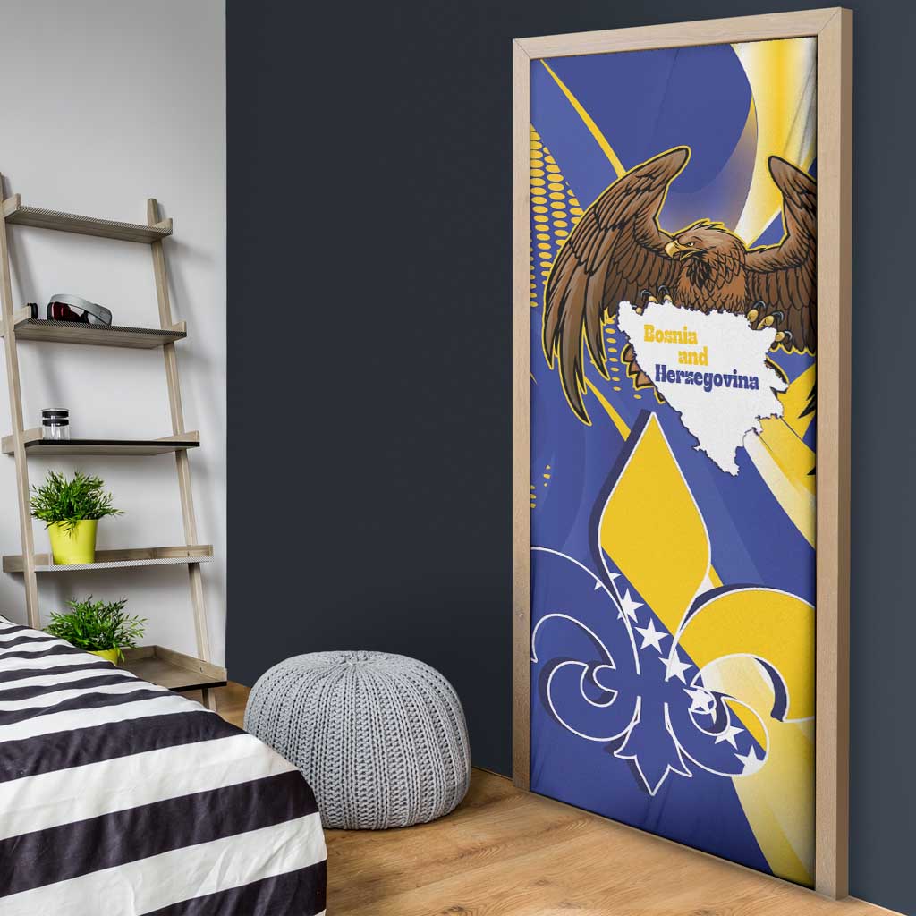 Bosnia and Herzegovina Independence Day Door Cover Zlatni Ljiljan Map With Eagle Proud