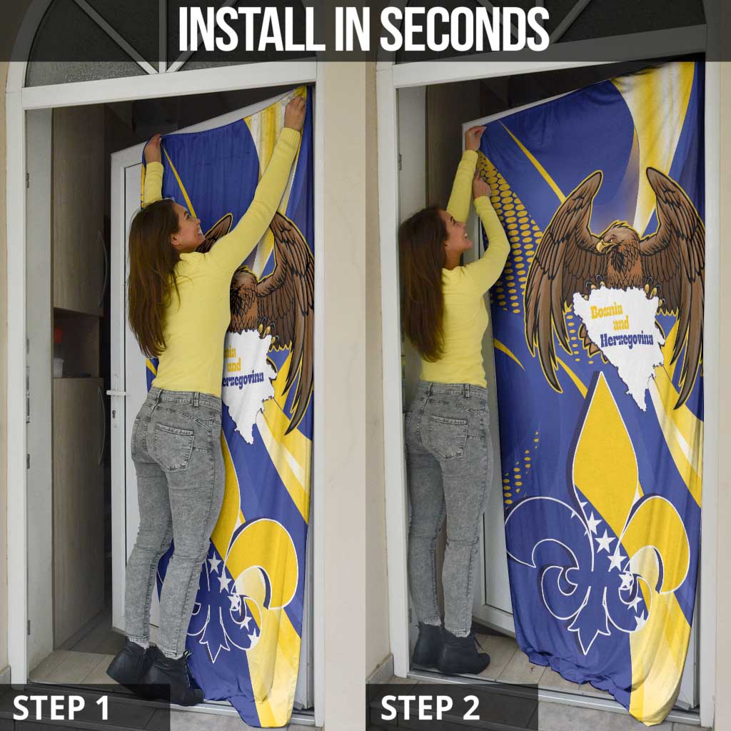 Bosnia and Herzegovina Independence Day Door Cover Zlatni Ljiljan Map With Eagle Proud
