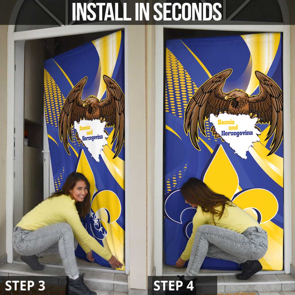 Bosnia and Herzegovina Independence Day Door Cover Zlatni Ljiljan Map With Eagle Proud