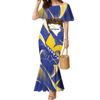 Bosnia and Herzegovina Independence Day Family Matching Mermaid Dress and Hawaiian Shirt Zlatni Ljiljan Map With Eagle Proud
