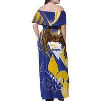 Bosnia and Herzegovina Independence Day Family Matching Off Shoulder Maxi Dress and Hawaiian Shirt Zlatni Ljiljan Map With Eagle Proud