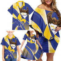 Bosnia and Herzegovina Independence Day Family Matching Off Shoulder Short Dress and Hawaiian Shirt Zlatni Ljiljan Map With Eagle Proud