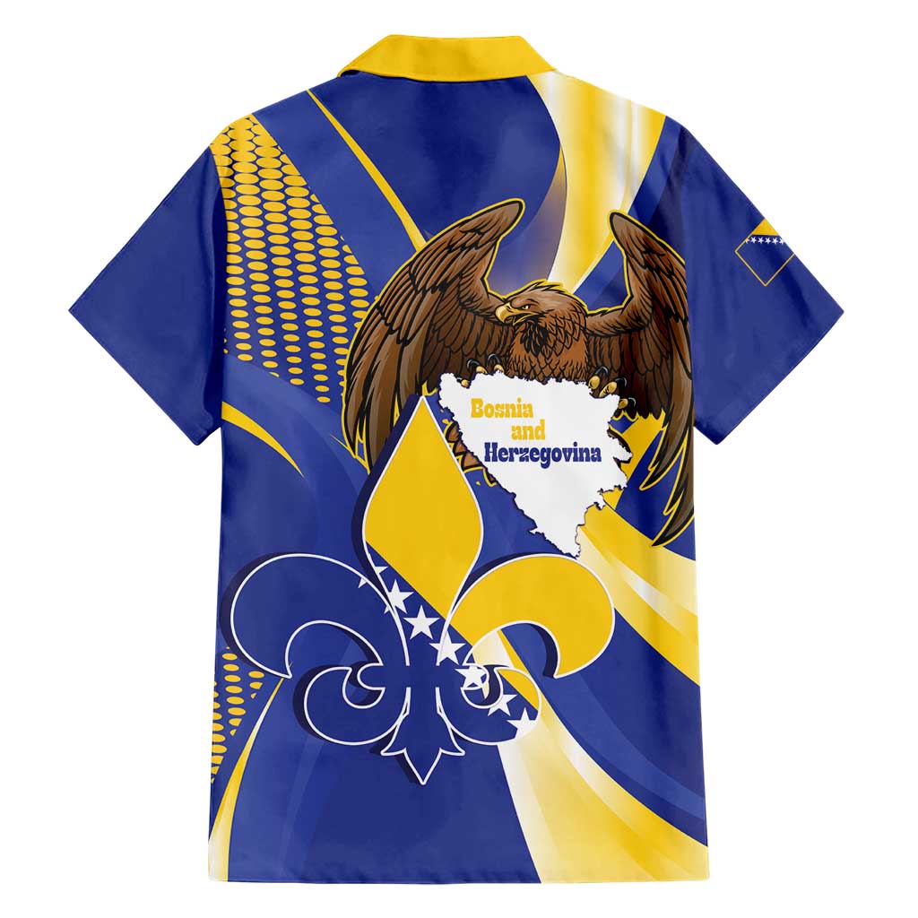 Bosnia and Herzegovina Independence Day Family Matching Off Shoulder Short Dress and Hawaiian Shirt Zlatni Ljiljan Map With Eagle Proud