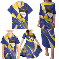 Bosnia and Herzegovina Independence Day Family Matching Puletasi and Hawaiian Shirt Zlatni Ljiljan Map With Eagle Proud