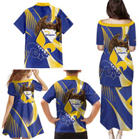 Bosnia and Herzegovina Independence Day Family Matching Puletasi and Hawaiian Shirt Zlatni Ljiljan Map With Eagle Proud