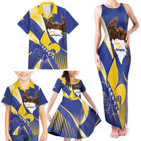 Bosnia and Herzegovina Independence Day Family Matching Tank Maxi Dress and Hawaiian Shirt Zlatni Ljiljan Map With Eagle Proud