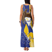 Bosnia and Herzegovina Independence Day Family Matching Tank Maxi Dress and Hawaiian Shirt Zlatni Ljiljan Map With Eagle Proud