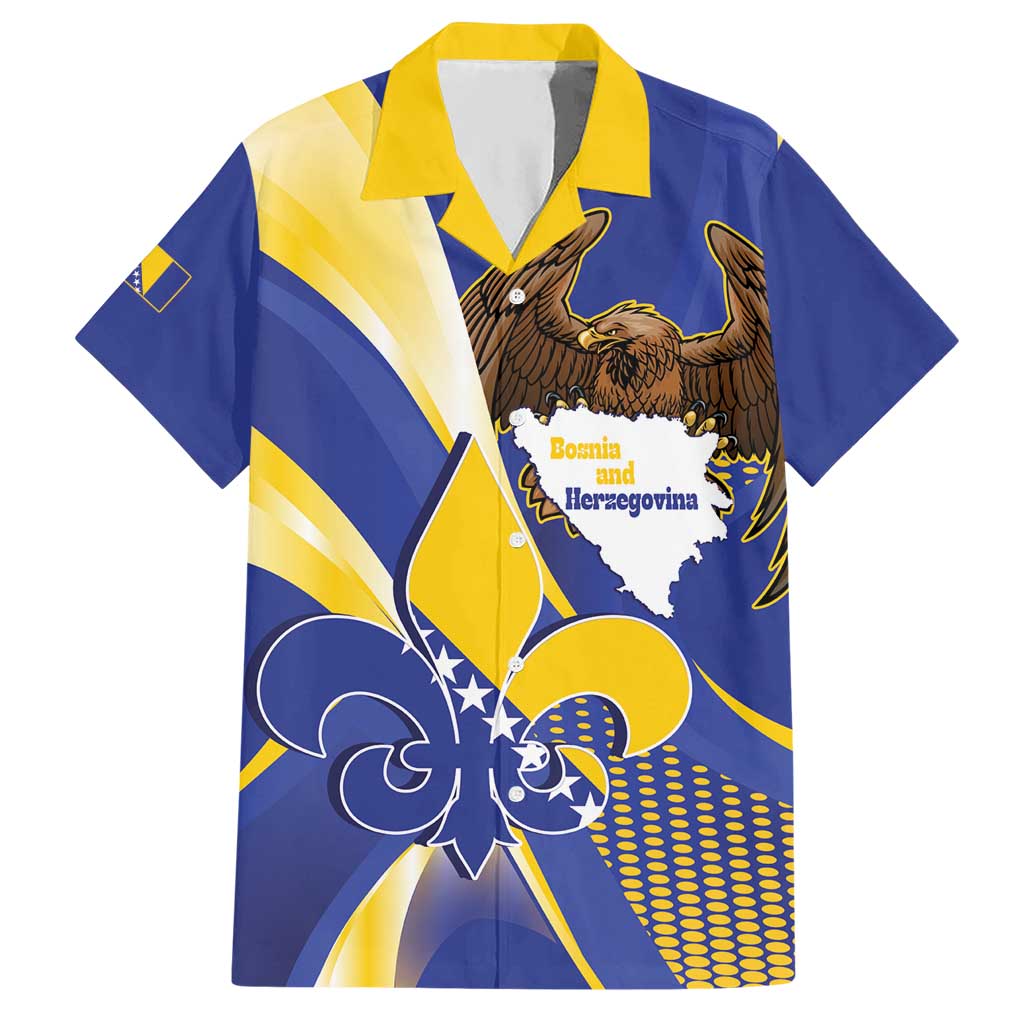 Bosnia and Herzegovina Independence Day Hawaiian Shirt Zlatni Ljiljan Map With Eagle Proud