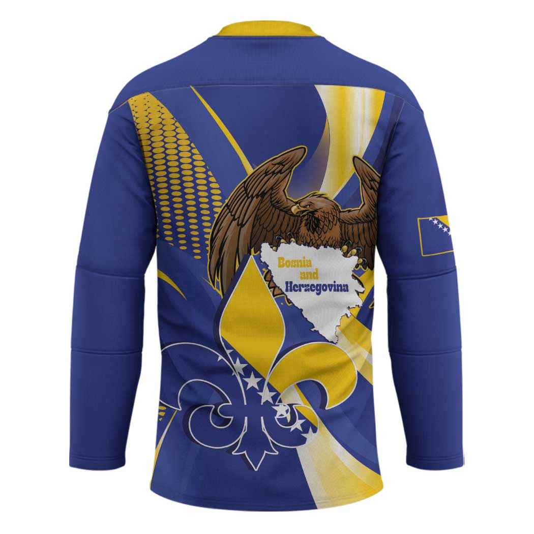 Bosnia and Herzegovina Independence Day Hockey Jersey Zlatni Ljiljan Map With Eagle Proud