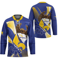 Bosnia and Herzegovina Independence Day Hockey Jersey Zlatni Ljiljan Map With Eagle Proud