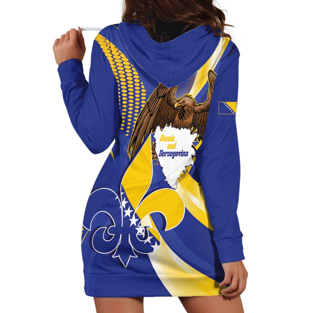 Bosnia and Herzegovina Independence Day Hoodie Dress Zlatni Ljiljan Map With Eagle Proud