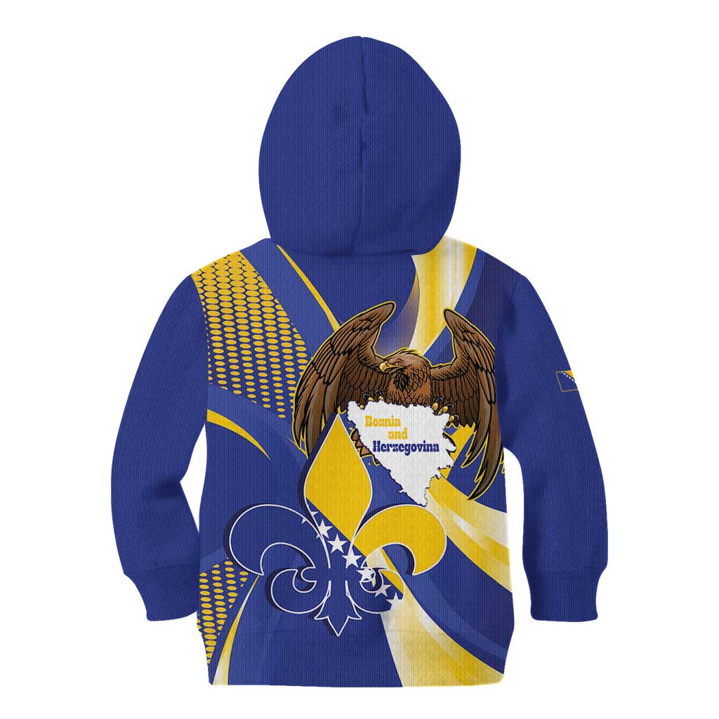 Bosnia and Herzegovina Independence Day Kid Hoodie Zlatni Ljiljan Map With Eagle Proud