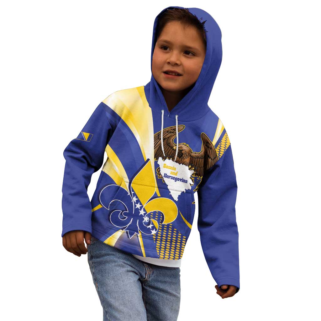 Bosnia and Herzegovina Independence Day Kid Hoodie Zlatni Ljiljan Map With Eagle Proud